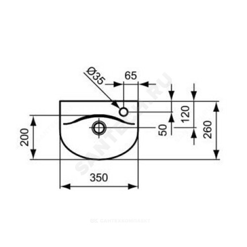 Умывальник CONNECT ARC 35 1/отв прав б/к Ideal Standard E791501