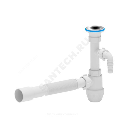 Сифон умыв бут 1 1/4"x32 гофр 32х40/50 отв нерж/сетка АНИ Пласт BM1316