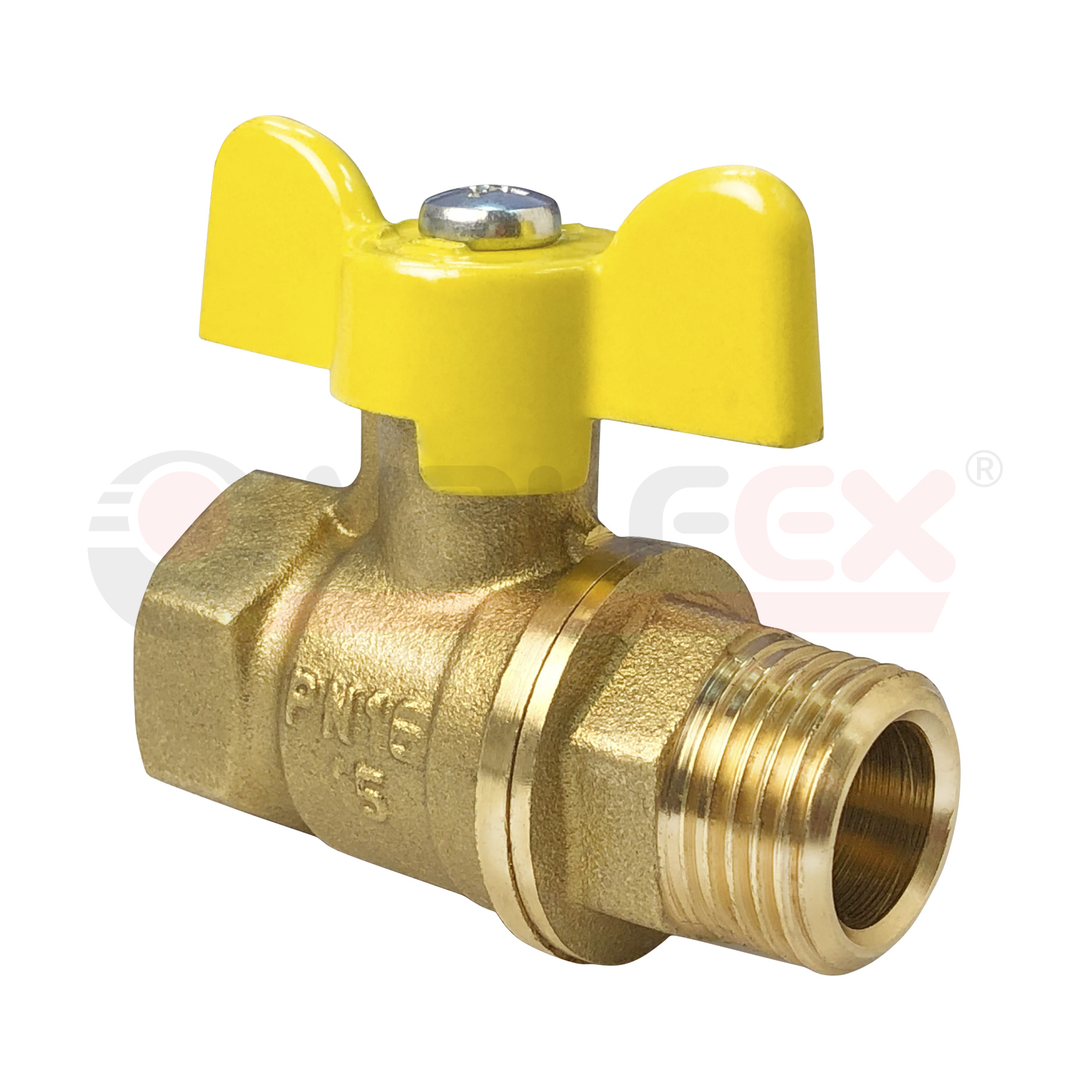 Кран шаровой для ГАЗА 1 1/4" ВР/НР ручка-бабочка, латунный VALFEX 11Б27фтМ (24/6)