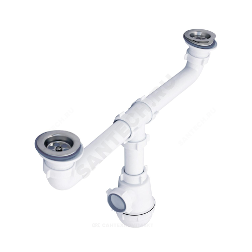 Сифон мойки 2чаши бут 1 1/2"x40 нерж/сетка АНИ Пласт A3000