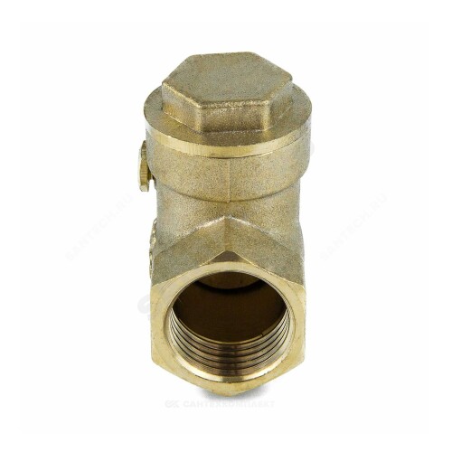 Клапан обратный поворотный латунный Ду15, Ру40, м/м уплотнение EPDM, Aquasfera, 3004-01