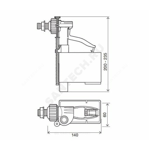 Арматура д/бачка налив б/под лат/штуц OLI Uni Jolly 560170/044992