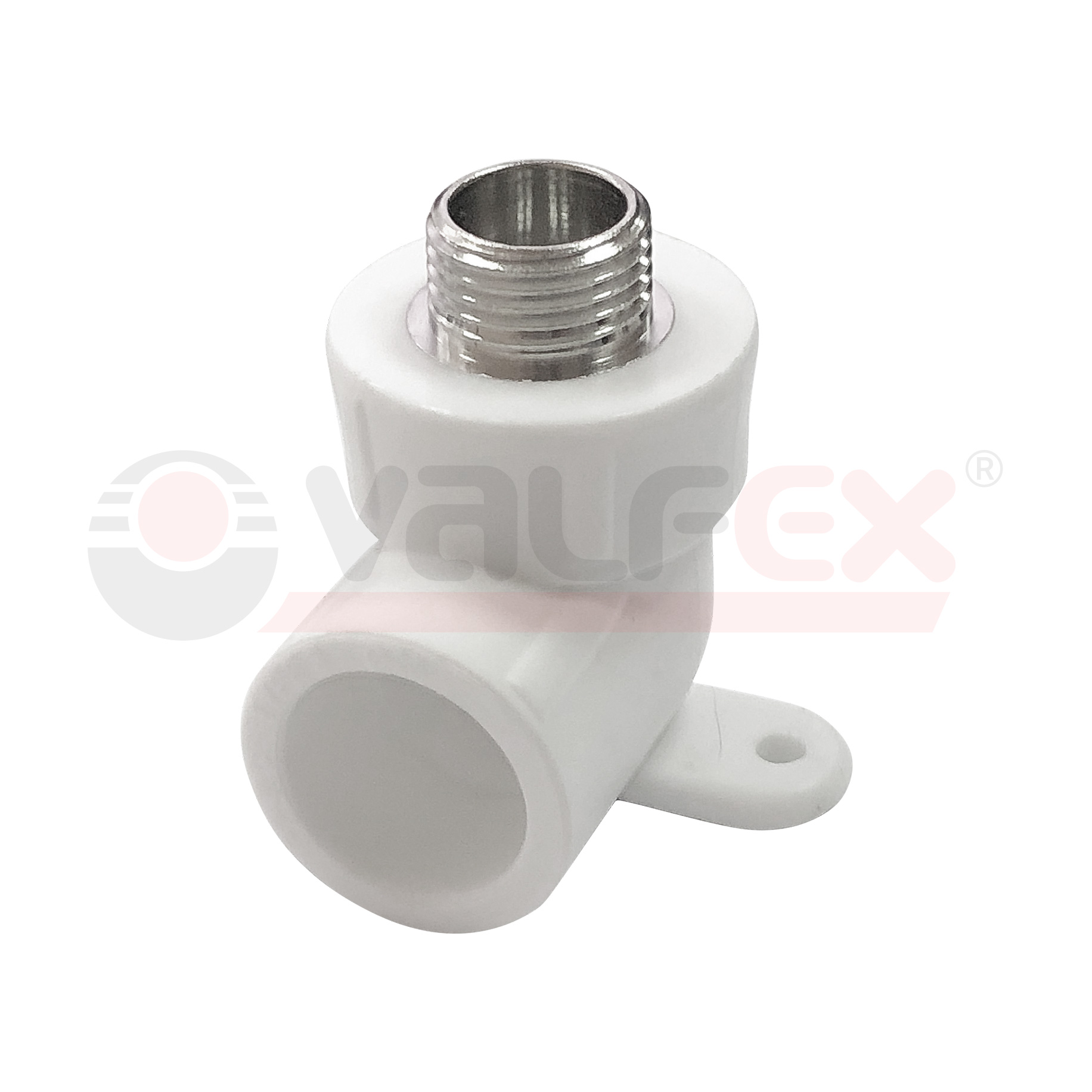 PRO Угол с наружной резьбой (простое крепление) 25х3/4" (45/15) (Valfex) БЕЛЫЙ