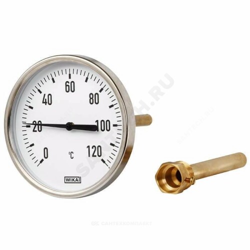 Термометр биметалл A50.10 120С Дк63 L=60 G1/2" осевой Wika 3901670 (36523009)
