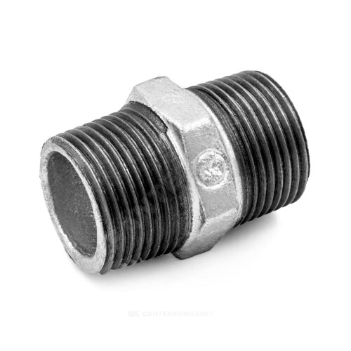 Ниппель чугунный оцинкованный Ду15 (1/2") наружная резьба Fittex PLUS
