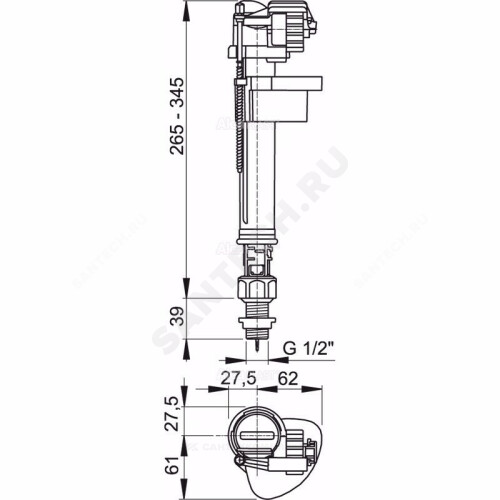 Арматура д/бачка налив н/под Alca A17-1/2"