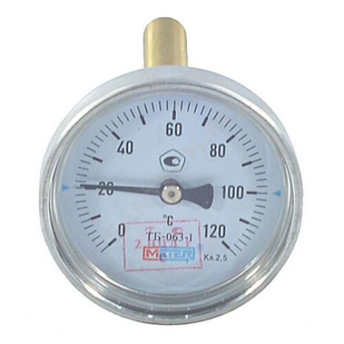 Термометр биметалл ТБ63 120С Дк63 L=60 G1/2" осевой Метер