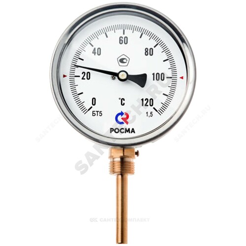 Термометр биметалл БТ-32.211 120С Дк63 L=64 G1/2" радиал Росма 00000002444