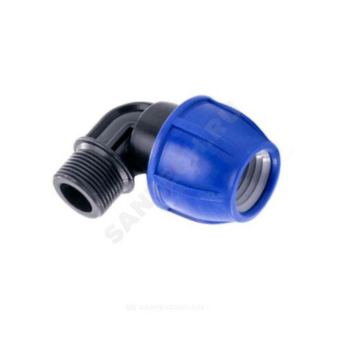 Отвод ПЭ компресс Дн20х3/4"х90гр НР Ру16 РосТурПласт 11550
