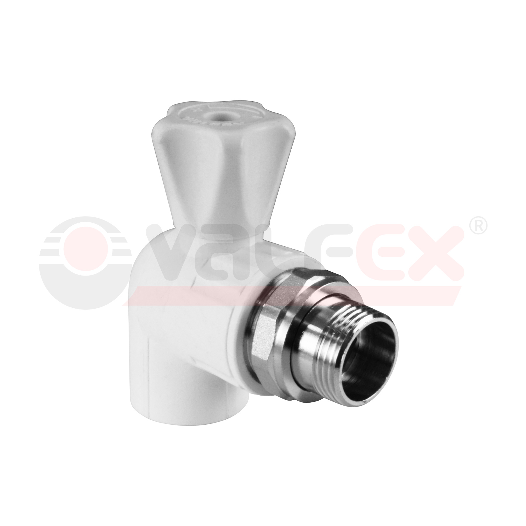 Кран шаровой для радиатора угловой 25х1/2" (40/10) (Valfex) ЗАВОД ВАЛФ-РУС БЕЛЫЙ