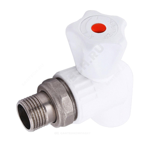 Кран PP-R бел шар Дн25х1/2" НР угл д/рад VALFEX 10148125
