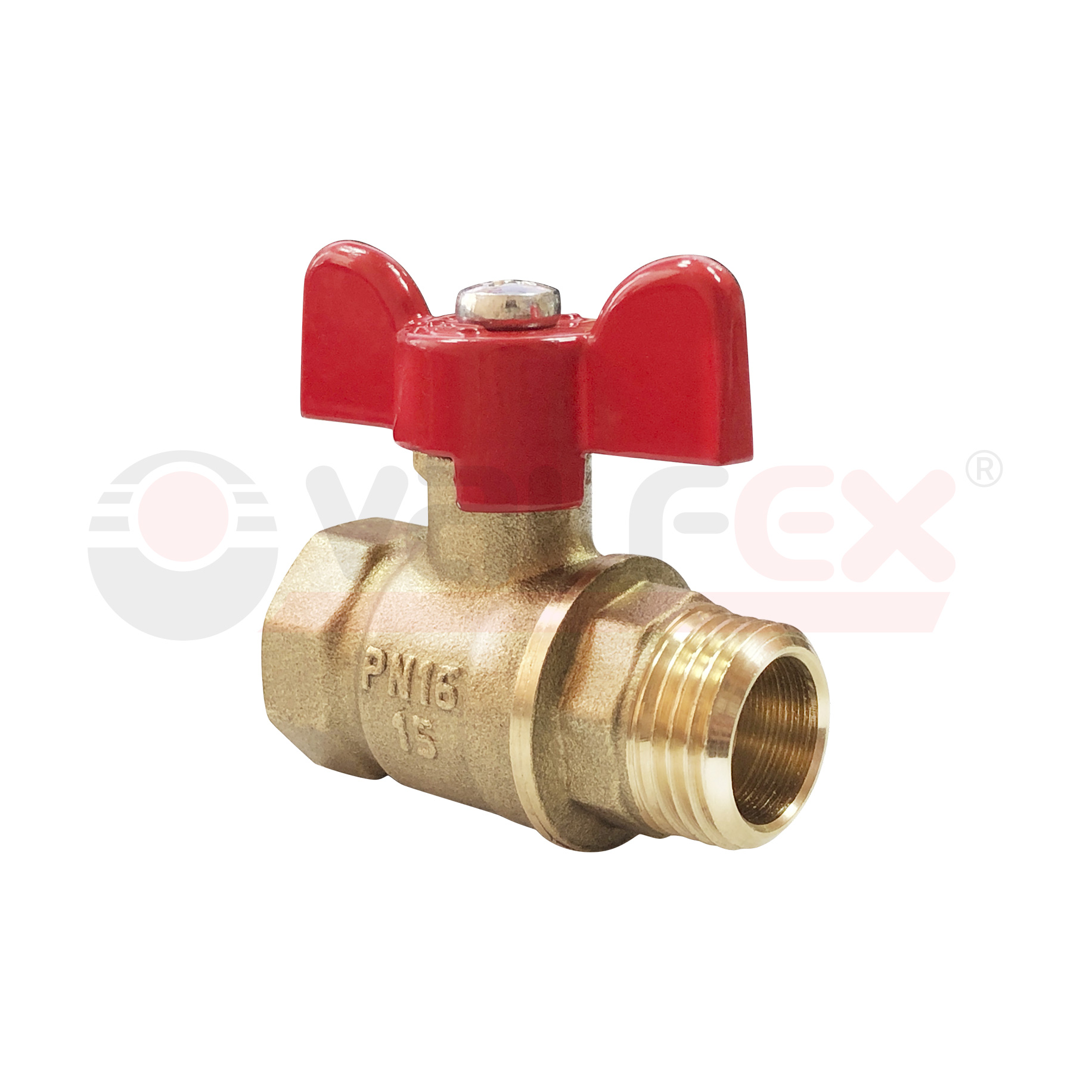 Кран шаровой латунный OPTIMA для ВОДЫ  3/4" ВР/НР ручка-бабочка, VALFEX 11Б27фт1М (80/20)