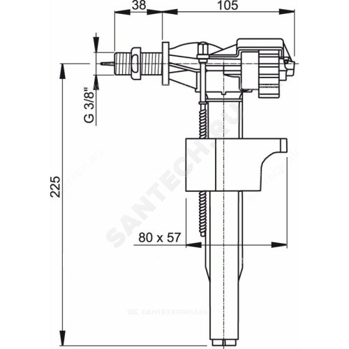 Арматура д/бачка налив б/под лат/штуц Alca A16-1/2"