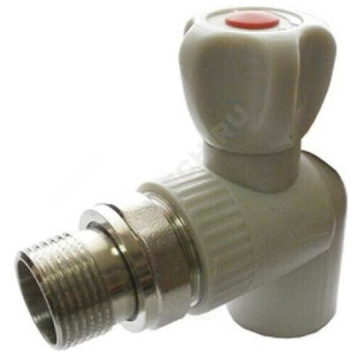 Кран PP-R сер шар Дн25х3/4" НР угл д/рад VALFEX 10148025Г