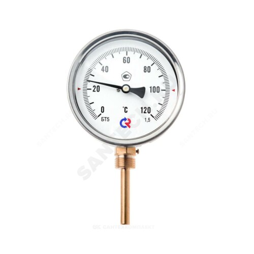 Термометр биметалл БТ-52.211 120С Дк100 L=64 G1/2" радиал Росма 00000002644