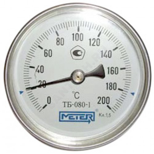 Термометр биметалл ТБ80 200С Дк80 L=60 G1/2" осевой Метер