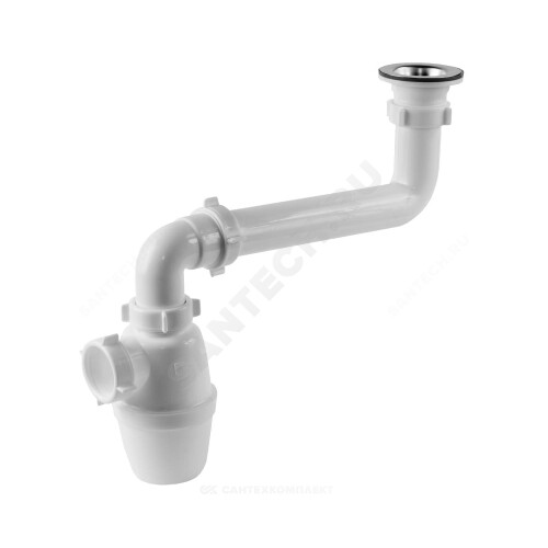 Сифон умыв/мойка бут 1 1/2"x40 со смещенным сливом нерж/сетка Орио К-4003