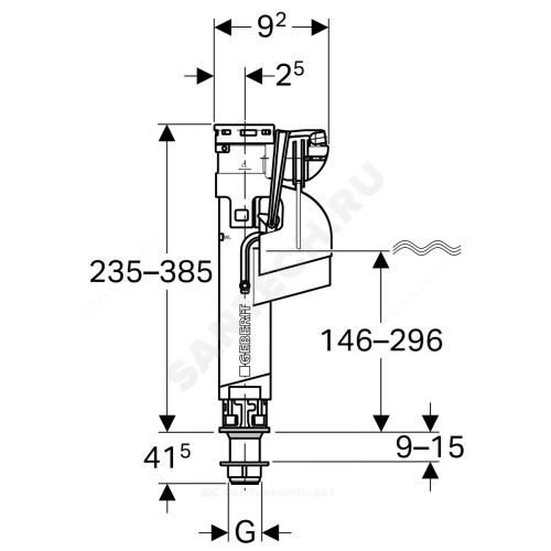 Арматура д/бачка налив н/под 3/8" Geberit тип 360 281.207.00.1