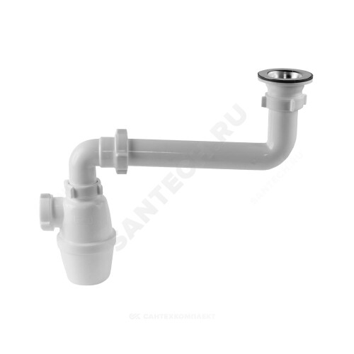 Сифон умыв/мойка бут 1 1/2"x40 со смещенным сливом нерж/сетка Орио К-4003