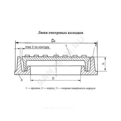 Люк полимер (легкий сад) круг 750х580 h=60 сер 15кН Сантехкомплект