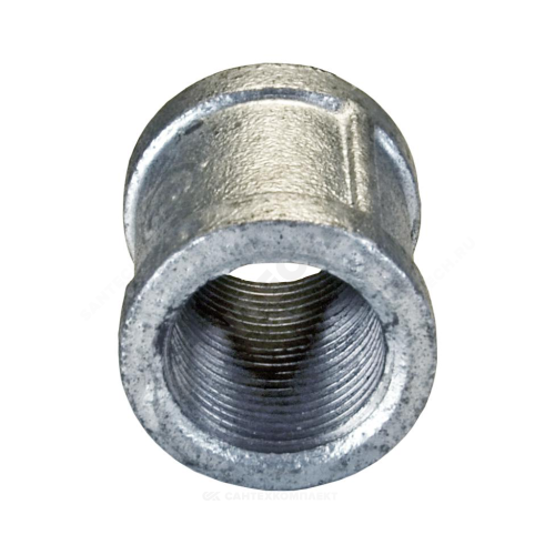 Муфта чугунная прямая оцинкованная Ду15 (1/2") внутренняя резьба Fittex PLUS
