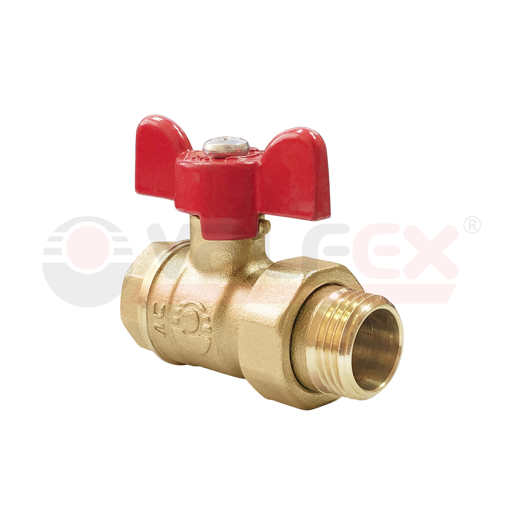 Кран шаровой латунный OPTIMA для ВОДЫ  3/4" ВР/НР бабочка,амер-ка, VALFEX 11Б27фт1М (68/17)