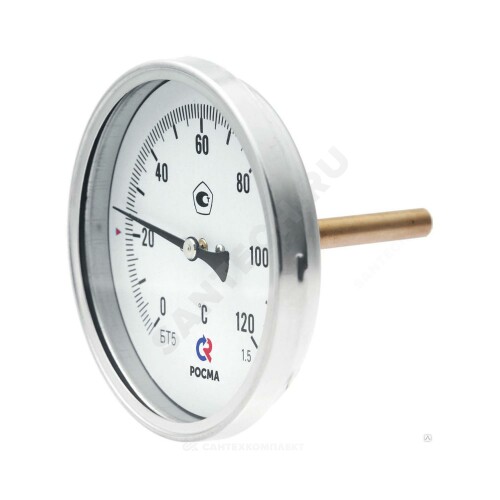 Термометр биметалл БТ-31.211 120С Дк63 L=46 G1/2" осевой Росма 00000002409
