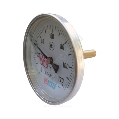 Термометр биметалл ТБ100 120С Дк100 L=40 G1/2" осевой Метер