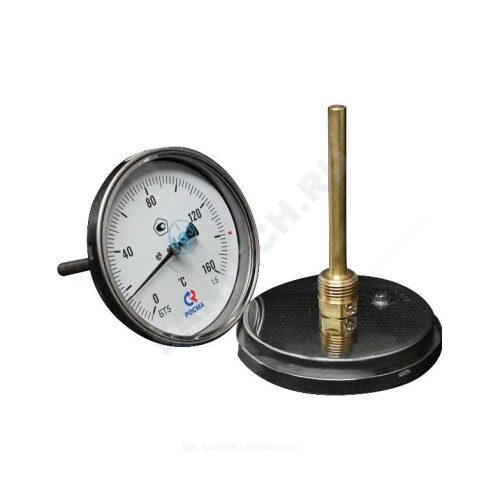 Термометр биметалл БТ-51.211 160С Дк100 L=64 G1/2" осевой Росма 00000002556
