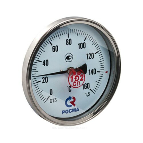 Термометр биметалл ТБ100 160С Дк100 L=80 G1/2" осевой Метер