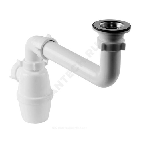 Сифон умыв/мойка бут 1 1/2"x40 со смещенным сливом нерж/сетка Орио К-4003