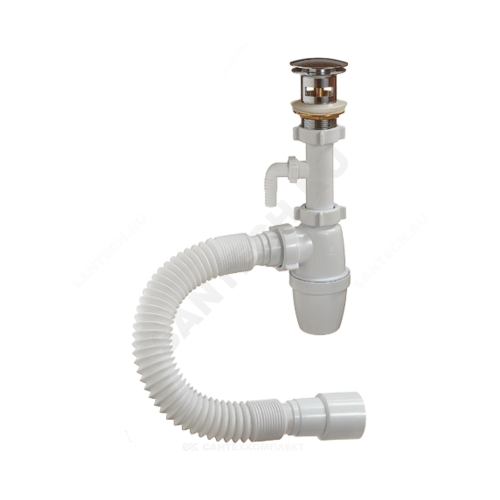 Сифон умыв бут 1 1/4"x40 гофр 40х40/50 отв клик-клак Орио А-32035