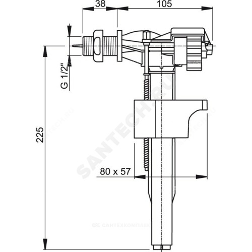 Арматура д/бачка налив б/под лат/штуц Alca A16-1/2"