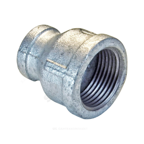 Муфта чугунная переходная оцинкованная Ду40х25 (1 1/2"х1") внутренняя резьба Fittex PLUS