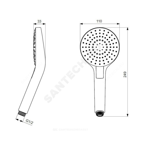 Лейка/душ EVO ROUND L3 3/реж струи Ideal Standard B2231AA