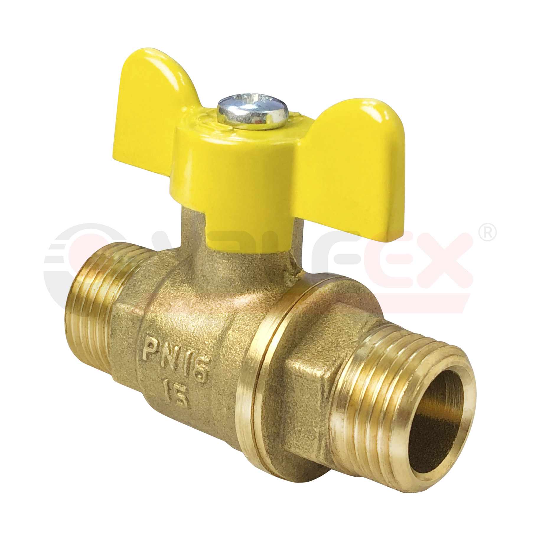 Кран шаровой для ГАЗА   3/4" НР/НР ручка-бабочка, латунный VALFEX 11Б27фтМ (72/18)