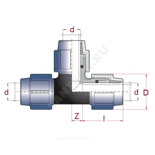 Тройник ПЭ компресс Дн25х1/2"х25 ВР ТПК-АКВА 52251225