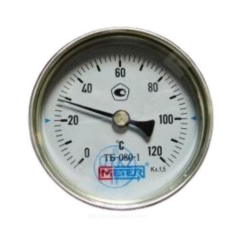 Термометр биметалл ТБ63 120С Дк63 L=80 G1/2" осевой Метер