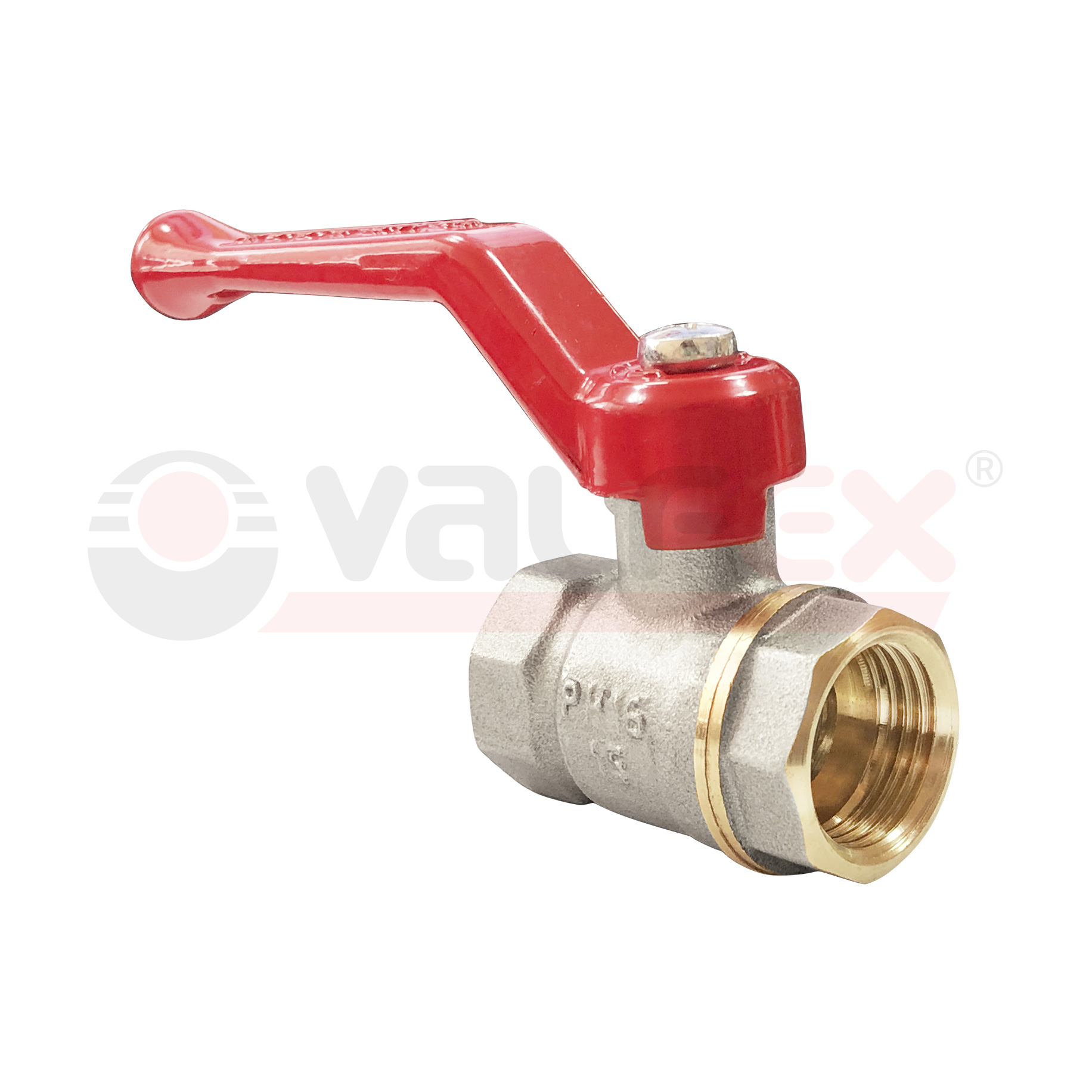 Кран шаровой латунный OPTIMA для ВОДЫ 3/4" ВР/ВР рычаг, НИКЕЛИР-Й VALFEX 11Б27фт1М (72/18)