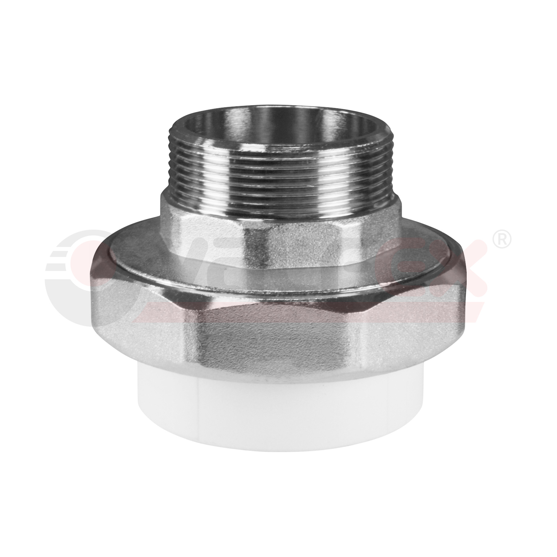 Муфта комб.разъём.(американка) с наружной резьбой 110х4" (6/1) (Valfex) БЕЛАЯ К