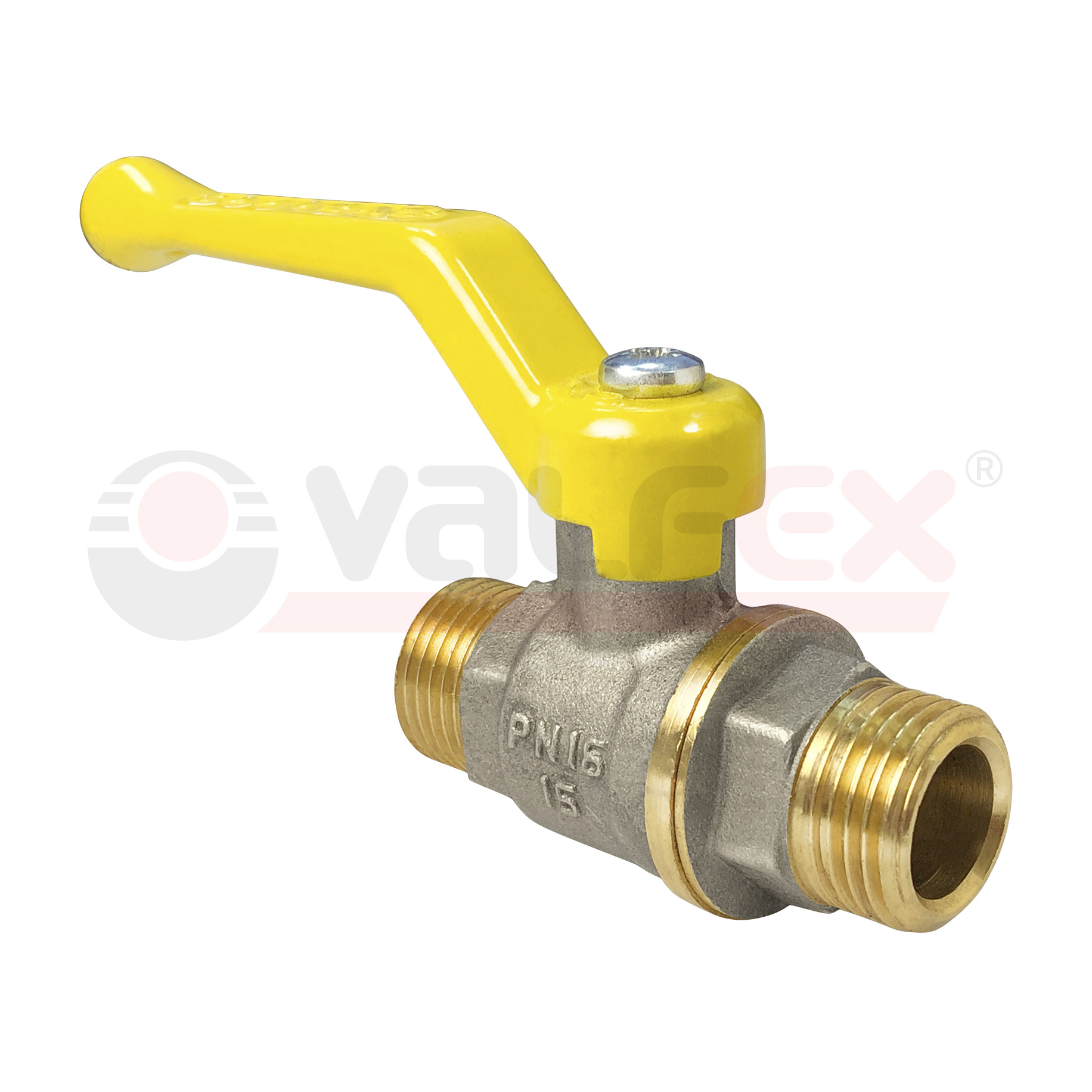 Кран шаровой для ГАЗА   3/4" НР/НР рычаг, латунный НИКЕЛИР-Й VALFEX 11Б27фтМ (56/14)