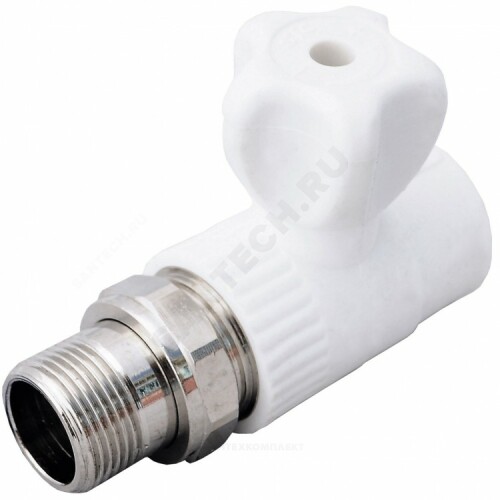Кран PP-R бел шар Дн25х1/2" НР прям д/рад VALFEX 10149125