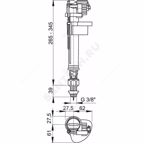 Арматура д/бачка налив н/под Alca A17-1/2"