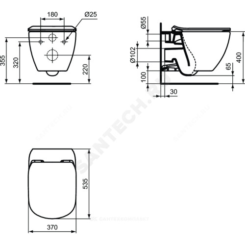 Унитаз подвесной TESI б/сид Ideal Standard T007901