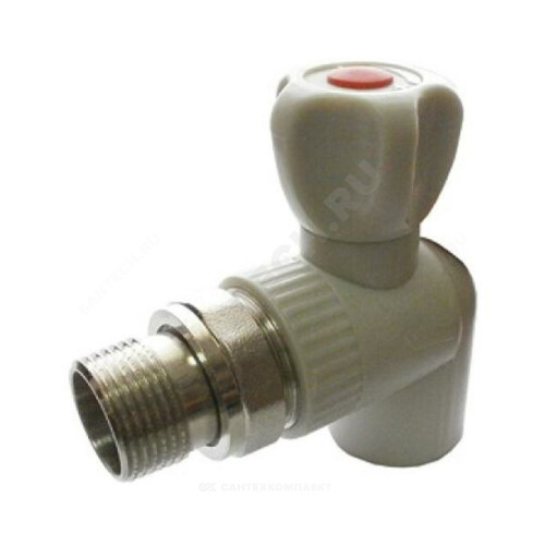 Кран PP-R сер шар Дн25х3/4" НР угл д/рад VALFEX 10148025Г