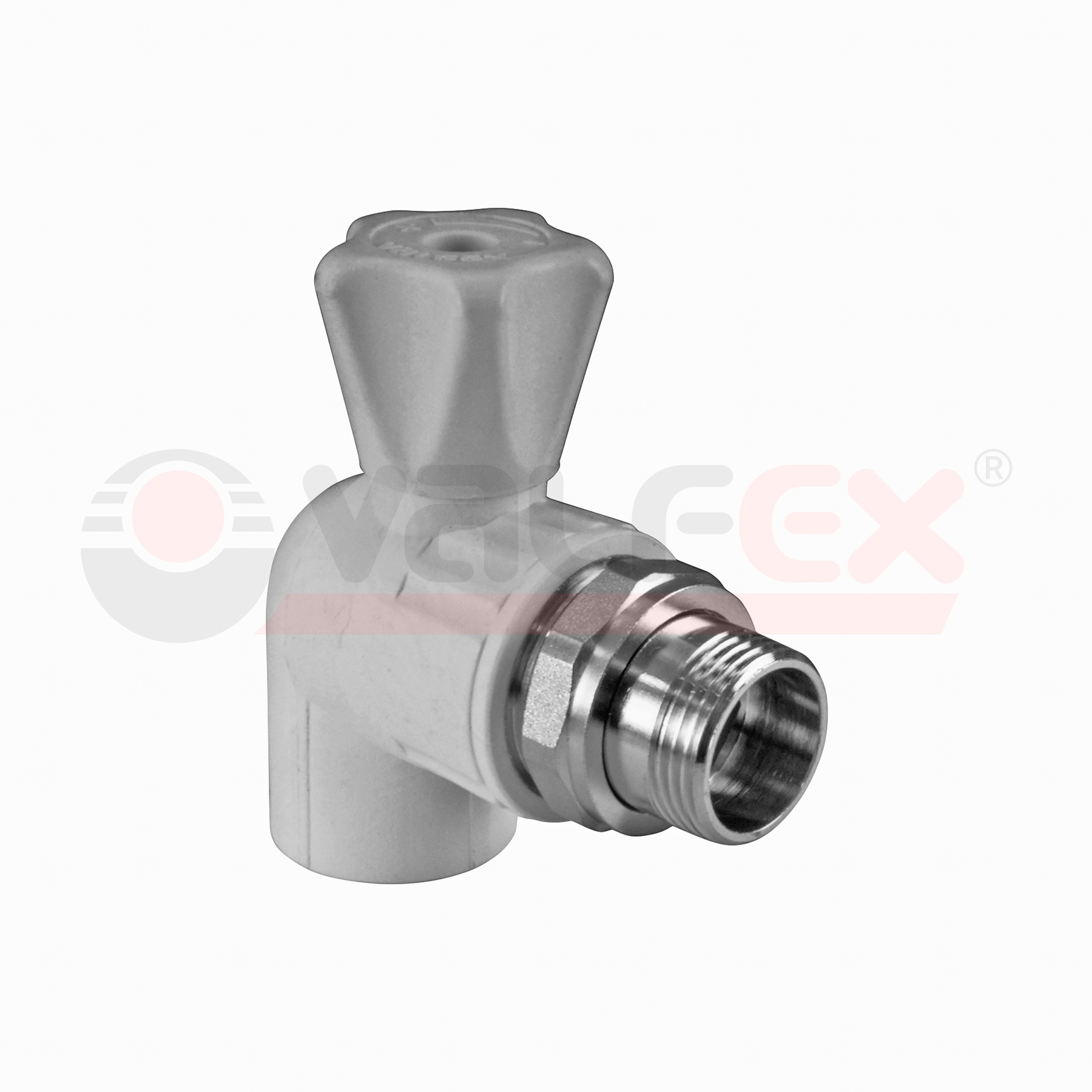 Кран шаровой для радиатора угловой 25х3/4" (40/10) (Valfex) ЗАВОД ВАЛФ-РУС СЕРЫЙ