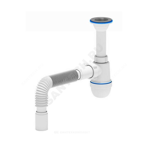 Сифон умыв/мойка бут лит/вып 1 1/2"x40 гофр 40х40 нерж/сетка АНИ Пласт C0505